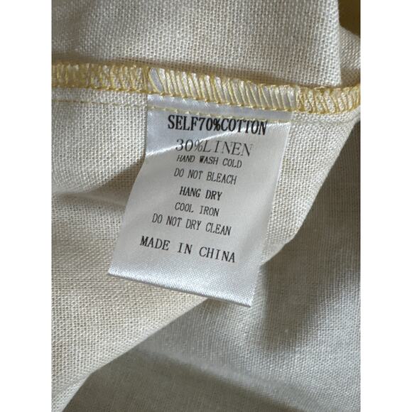 NEW AndTheWhy Yellow Linen Button Down Blouse Womens 2X Resortwear Patchwork - Picture 6 of 8